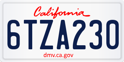 CA license plate 6TZA230