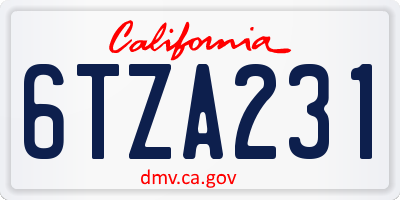 CA license plate 6TZA231