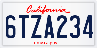 CA license plate 6TZA234