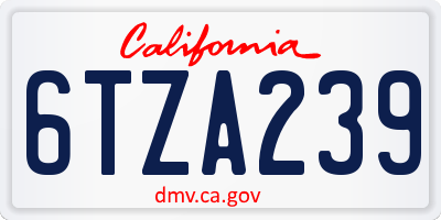 CA license plate 6TZA239