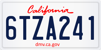 CA license plate 6TZA241