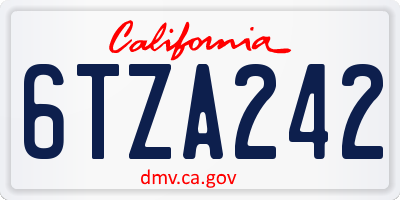 CA license plate 6TZA242