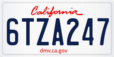 CA license plate 6TZA247