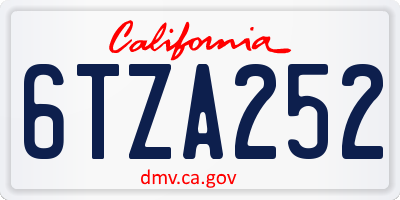 CA license plate 6TZA252