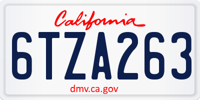 CA license plate 6TZA263