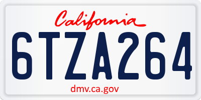 CA license plate 6TZA264