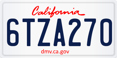 CA license plate 6TZA270