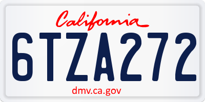 CA license plate 6TZA272