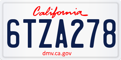 CA license plate 6TZA278