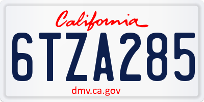 CA license plate 6TZA285