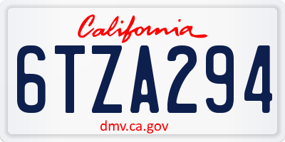 CA license plate 6TZA294