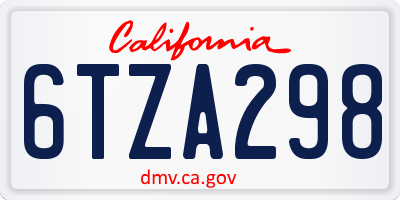 CA license plate 6TZA298
