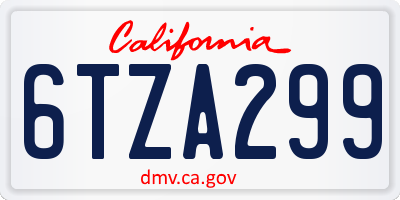 CA license plate 6TZA299