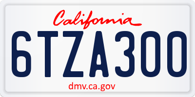 CA license plate 6TZA300