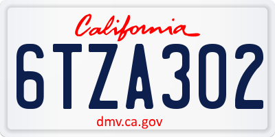 CA license plate 6TZA302