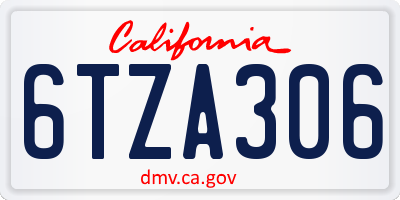 CA license plate 6TZA306