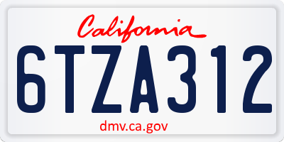 CA license plate 6TZA312