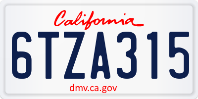 CA license plate 6TZA315