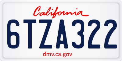 CA license plate 6TZA322