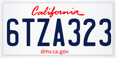 CA license plate 6TZA323