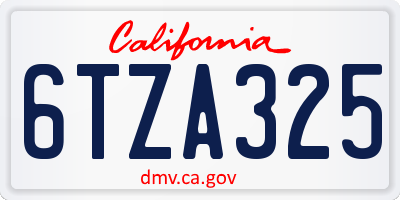 CA license plate 6TZA325