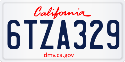 CA license plate 6TZA329