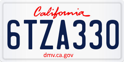 CA license plate 6TZA330