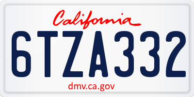 CA license plate 6TZA332