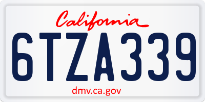 CA license plate 6TZA339