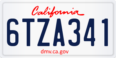 CA license plate 6TZA341