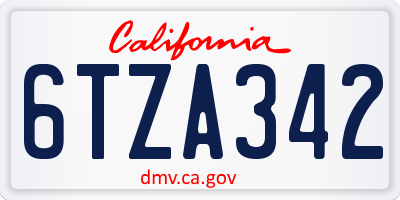 CA license plate 6TZA342