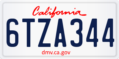 CA license plate 6TZA344