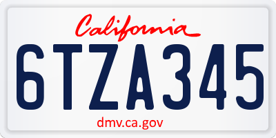 CA license plate 6TZA345