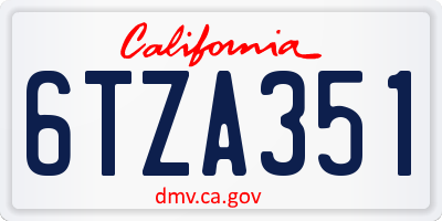 CA license plate 6TZA351