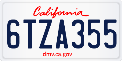 CA license plate 6TZA355