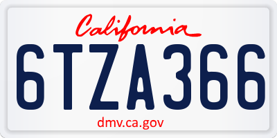 CA license plate 6TZA366