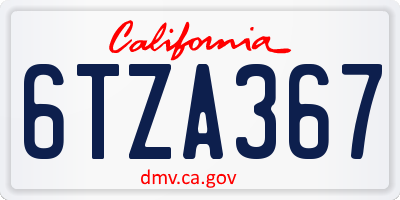 CA license plate 6TZA367