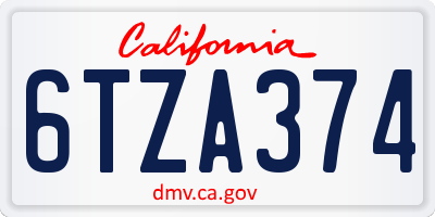 CA license plate 6TZA374