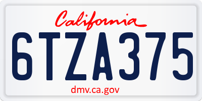 CA license plate 6TZA375