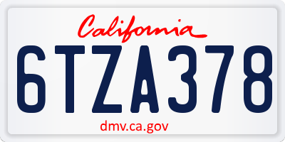 CA license plate 6TZA378