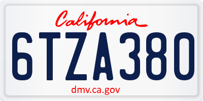 CA license plate 6TZA380