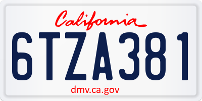 CA license plate 6TZA381