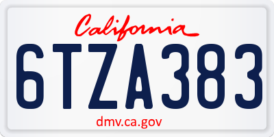 CA license plate 6TZA383