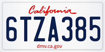 CA license plate 6TZA385