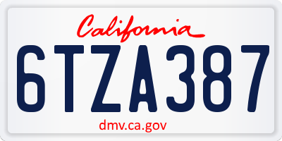 CA license plate 6TZA387