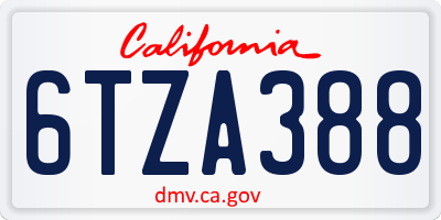 CA license plate 6TZA388