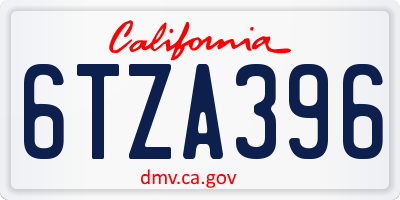 CA license plate 6TZA396