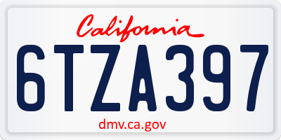 CA license plate 6TZA397