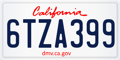 CA license plate 6TZA399