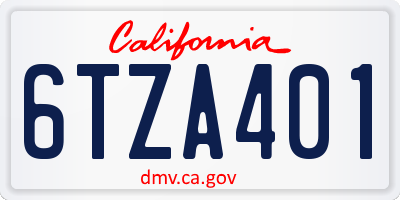 CA license plate 6TZA401
